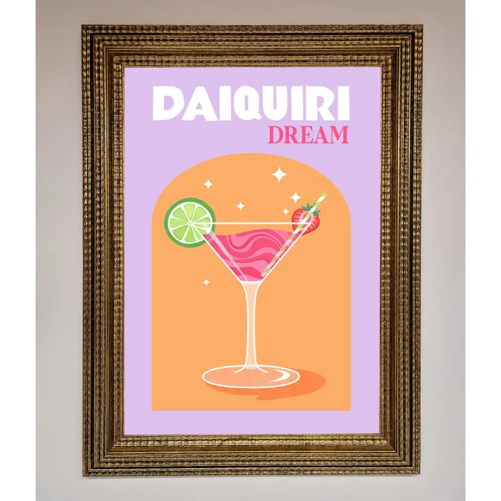 Strawberry Daiquiri Framed Print - A3 (29.7 x 42 cm) / Ornate Gold - Framed Print