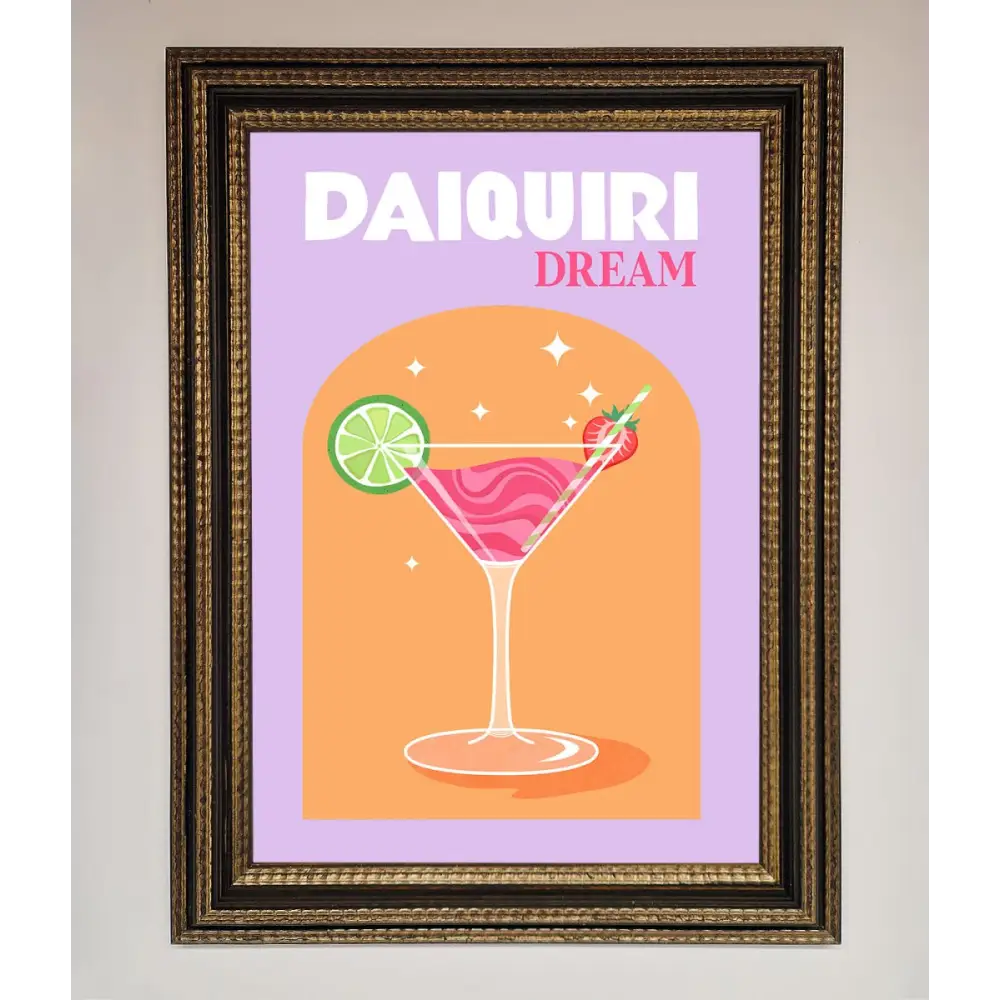Strawberry Daiquiri Framed Print - A3 (29.7 x 42 cm) / Ornate Gold Black - Framed Print