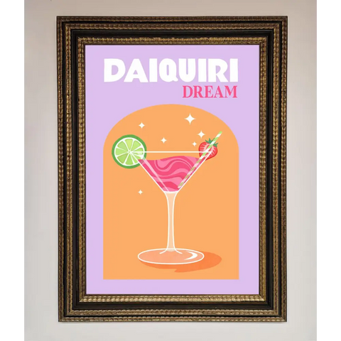 Strawberry Daiquiri Framed Print - A3 (29.7 x 42 cm) / Ornate Gold Black - Framed Print