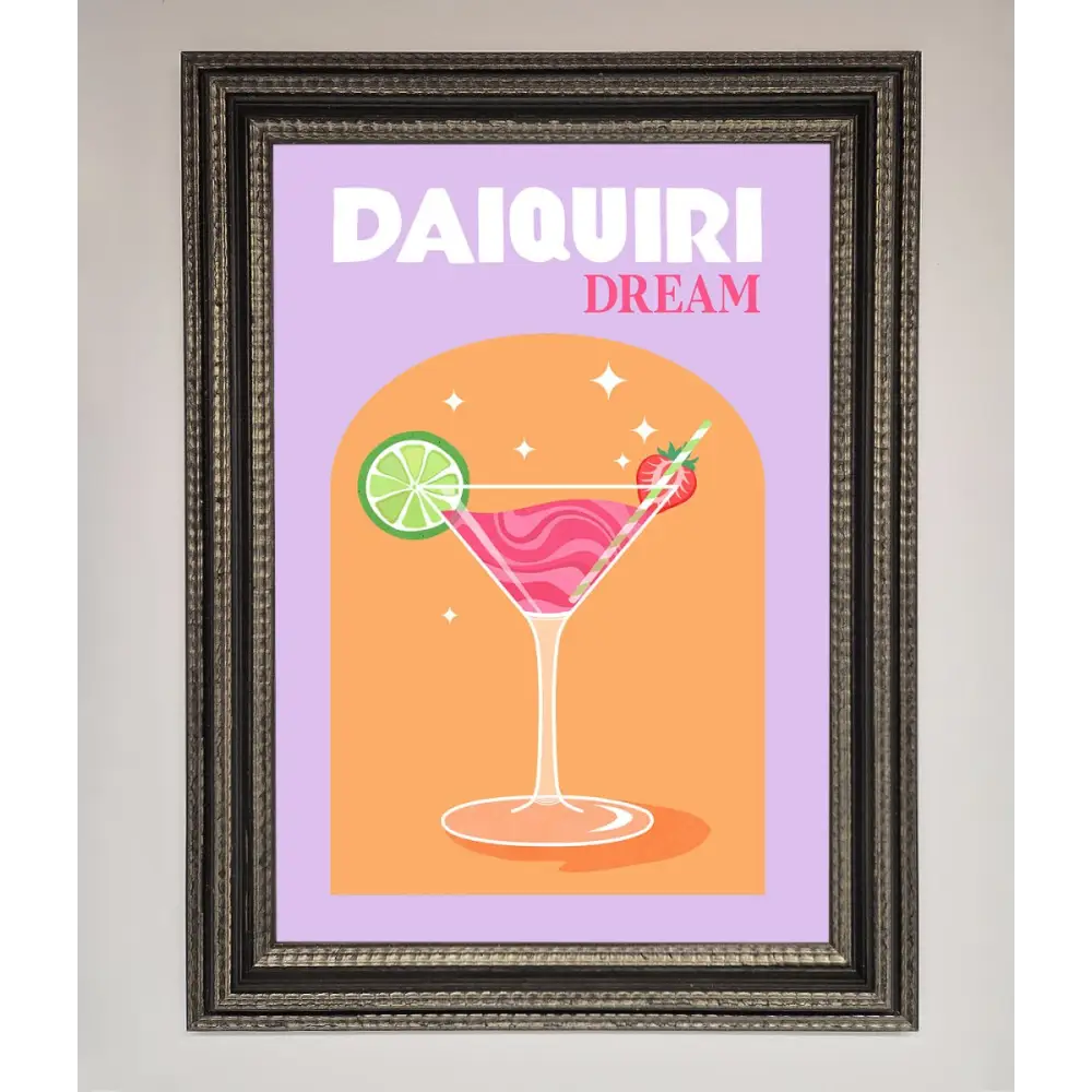 Strawberry Daiquiri Framed Print - A3 (29.7 x 42 cm) / Ornate Silver Black - Framed Print
