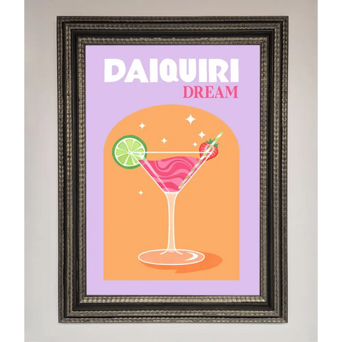 Strawberry Daiquiri Framed Print - A3 (29.7 x 42 cm) / Ornate Silver Black - Framed Print