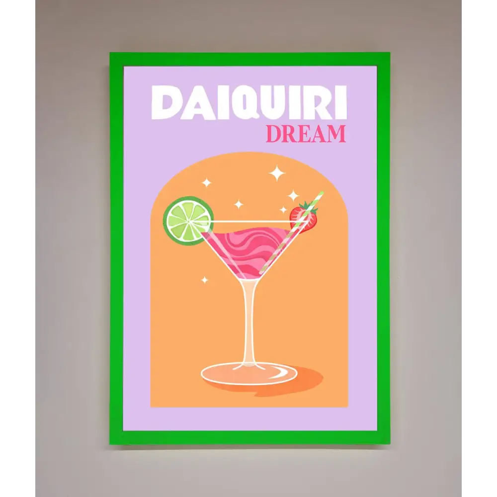 Strawberry Daiquiri Framed Print - B0 (100 x 141 cm) / Neon Dark Green - Framed Print