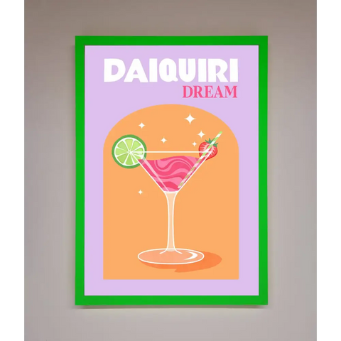Strawberry Daiquiri Framed Print - B0 (100 x 141 cm) / Neon Dark Green - Framed Print