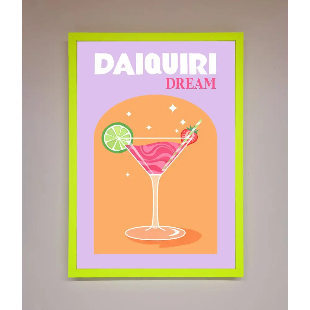 Strawberry Daiquiri Framed Print - B0 (100 x 141 cm) / Neon Green - Framed Print