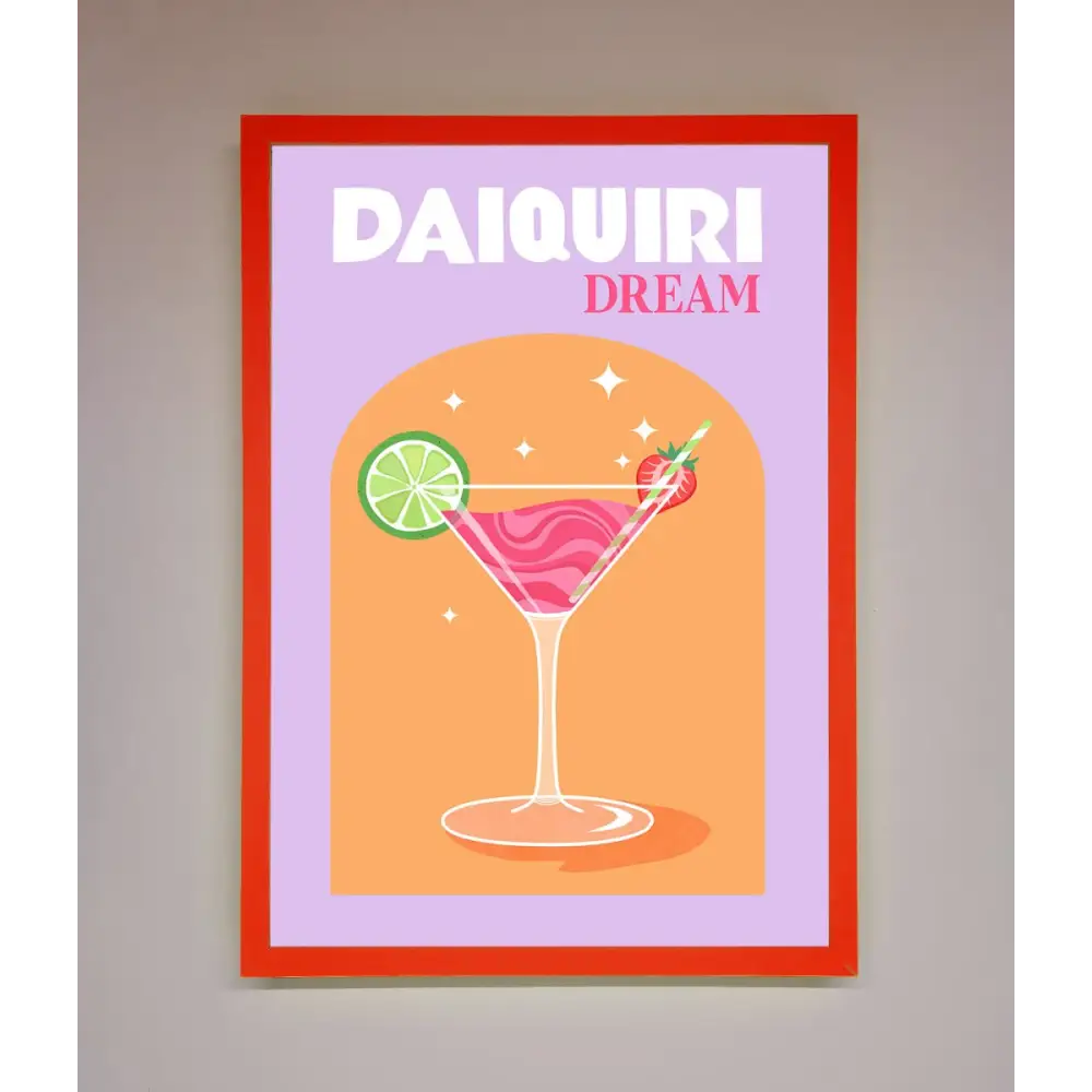 Strawberry Daiquiri Framed Print - B0 (100 x 141 cm) / Neon Red - Framed Print