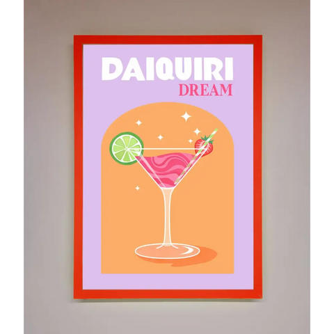 Strawberry Daiquiri Framed Print - B0 (100 x 141 cm) / Neon Red - Framed Print