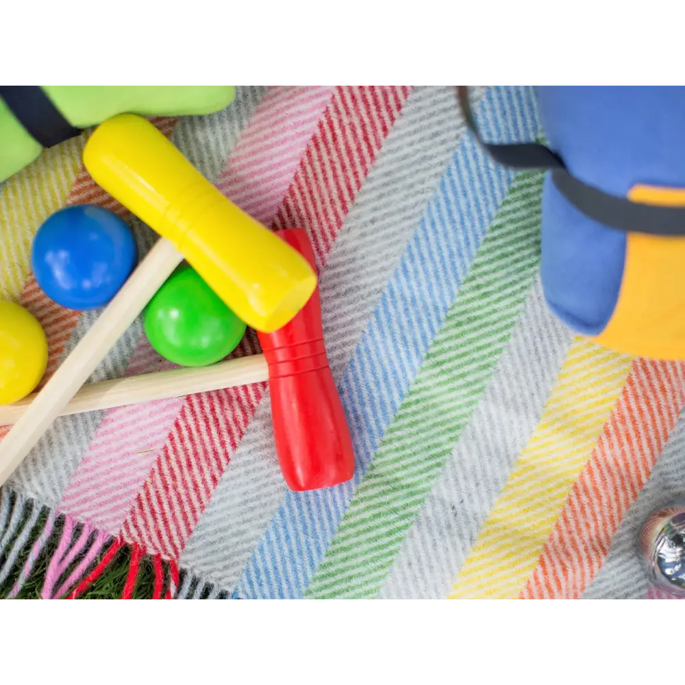 Stripe Pure New Wool Throw - Rainbow Grey - Throws & Blankets