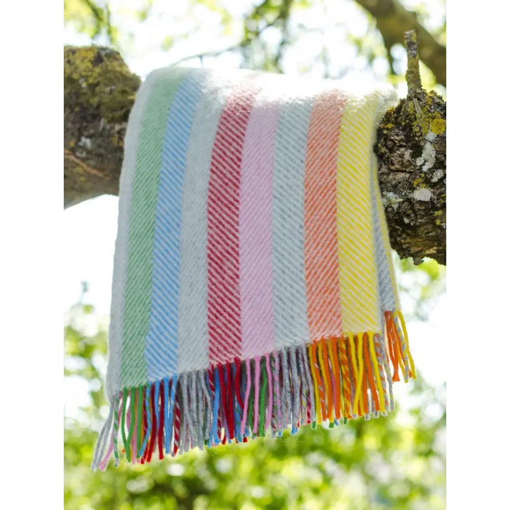 Stripe Pure New Wool Throw - Rainbow Grey - Throws & Blankets