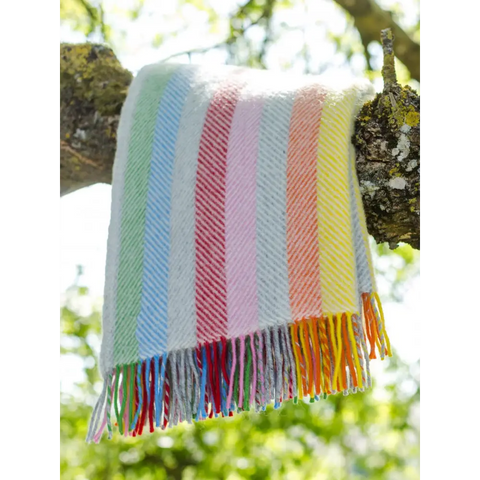 Stripe Pure New Wool Throw - Rainbow Grey - Throws & Blankets