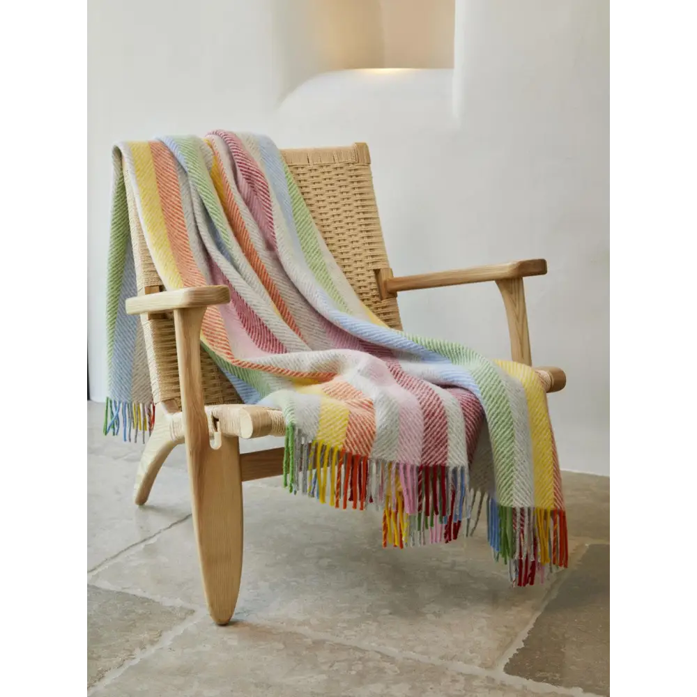 Stripe Pure New Wool Throw - Rainbow Grey - Throws & Blankets