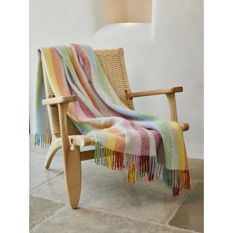 Stripe Pure New Wool Throw - Rainbow Grey - Throws & Blankets