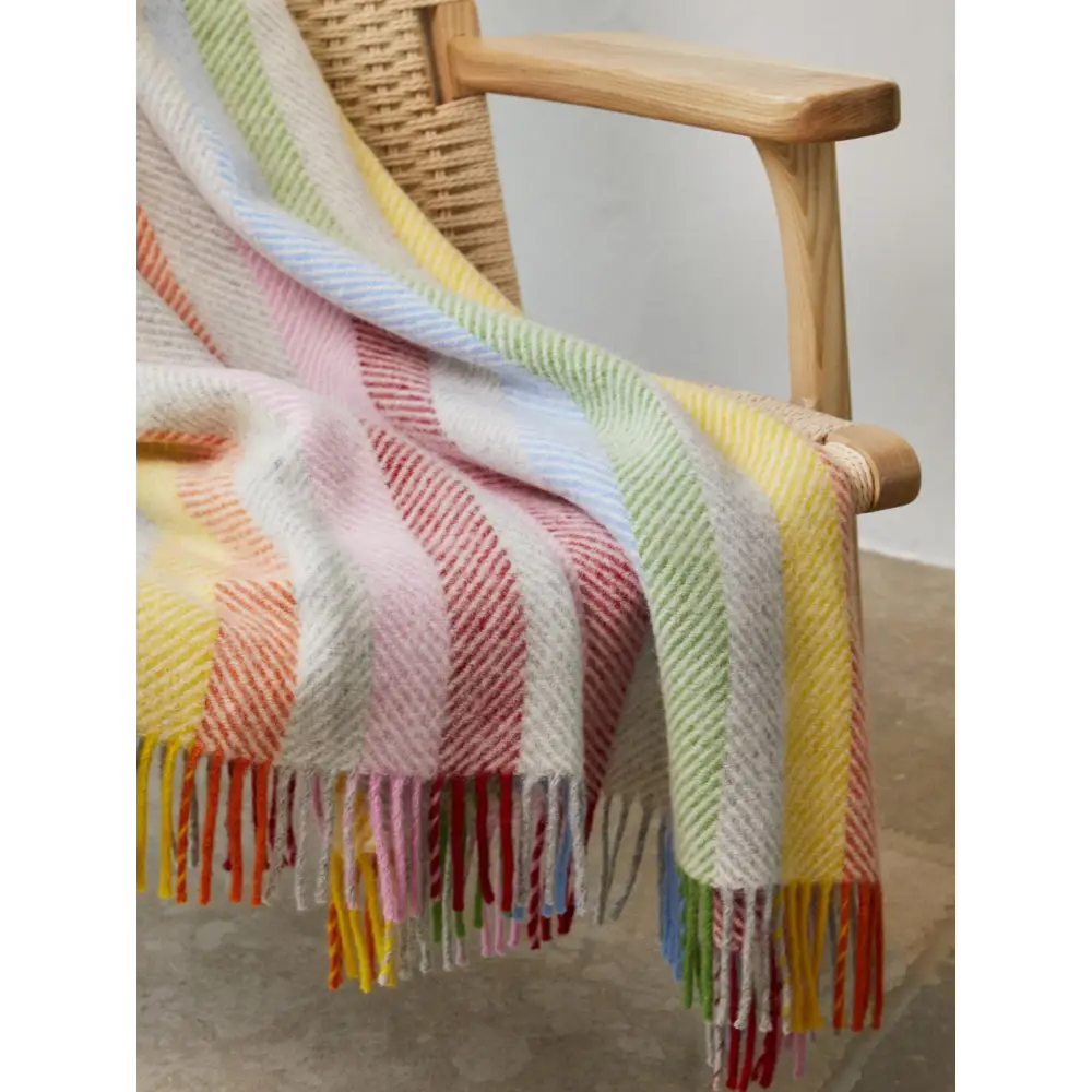 Stripe Pure New Wool Throw - Rainbow Grey - Throws & Blankets