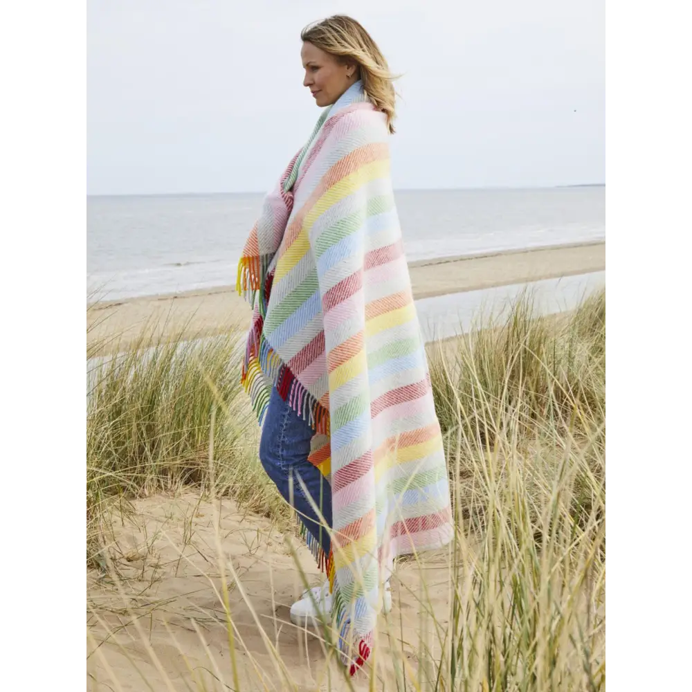 Stripe Pure New Wool Throw - Rainbow Grey - Throws & Blankets
