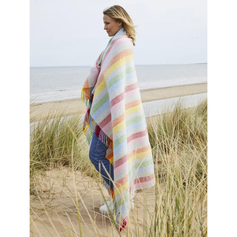 Stripe Pure New Wool Throw - Rainbow Grey - Throws & Blankets