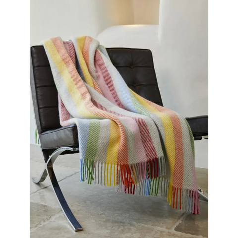 Stripe Pure New Wool Throw - Rainbow Grey - Throws & Blankets