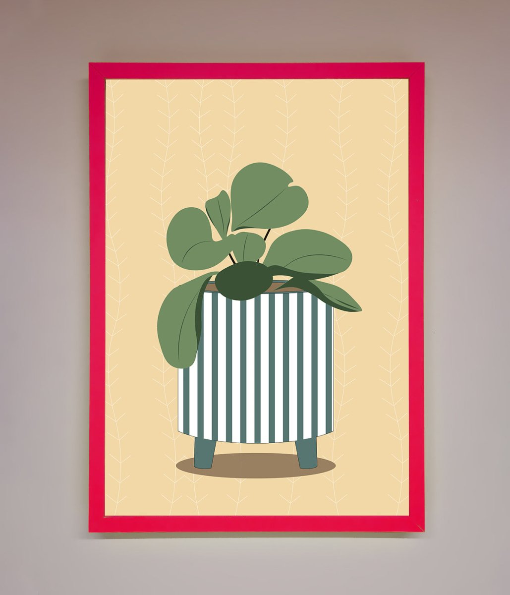 Striped Potted Plant Framed Wall Art