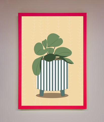 Striped Potted Plant Framed Wall Art