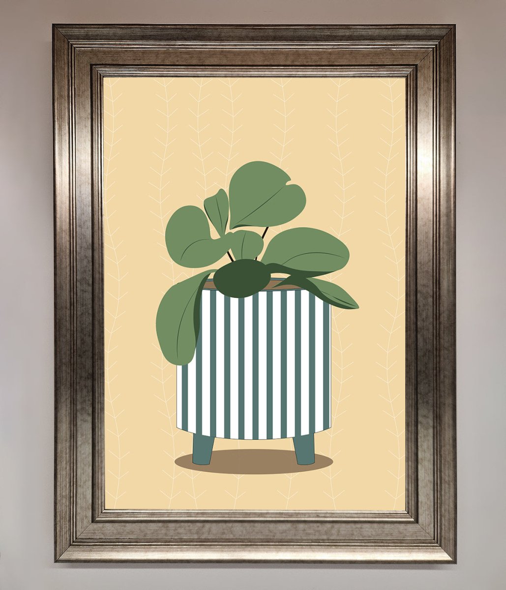 Striped Potted Plant Framed Wall Art