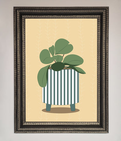 Striped Potted Plant Framed Wall Art