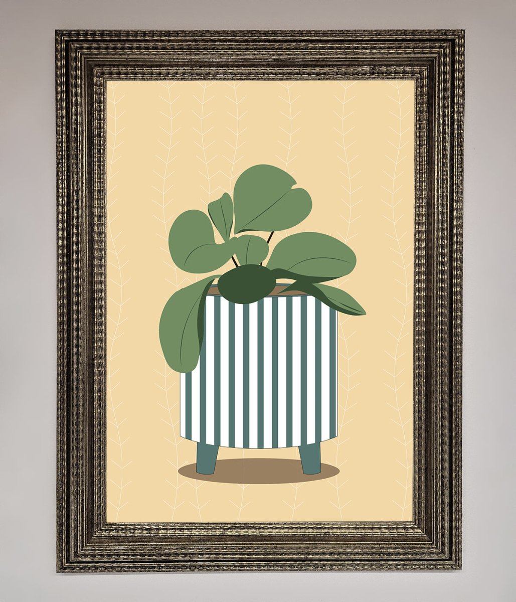 Striped Potted Plant Framed Wall Art