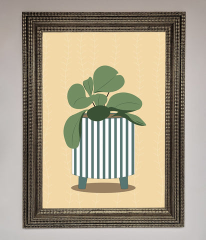 Striped Potted Plant Framed Wall Art
