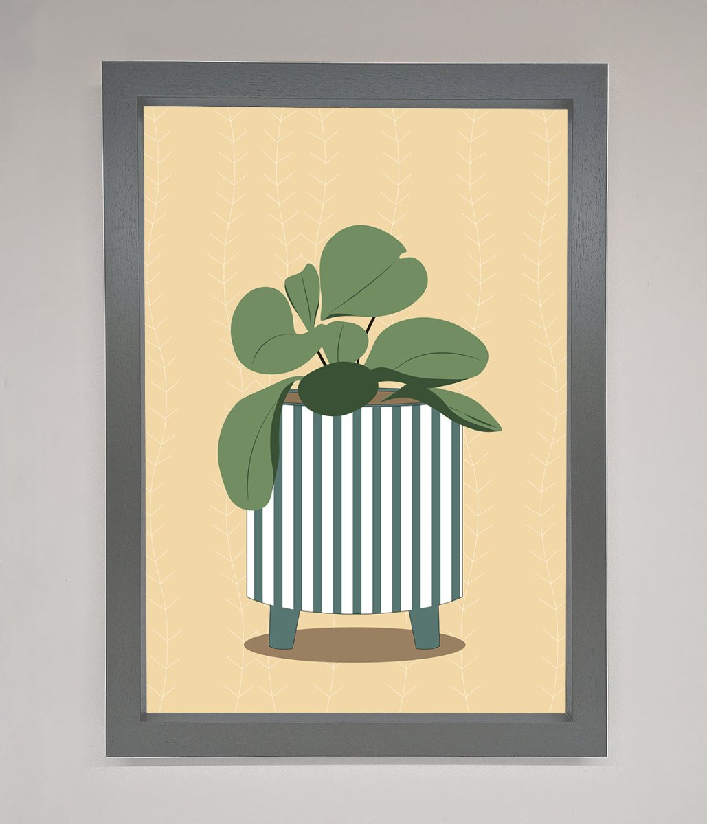 Striped Potted Plant Framed Wall Art