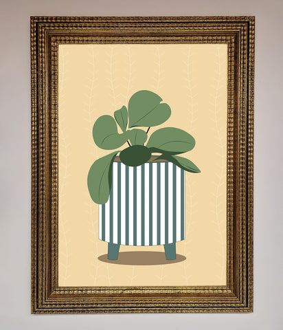 Striped Potted Plant Framed Wall Art