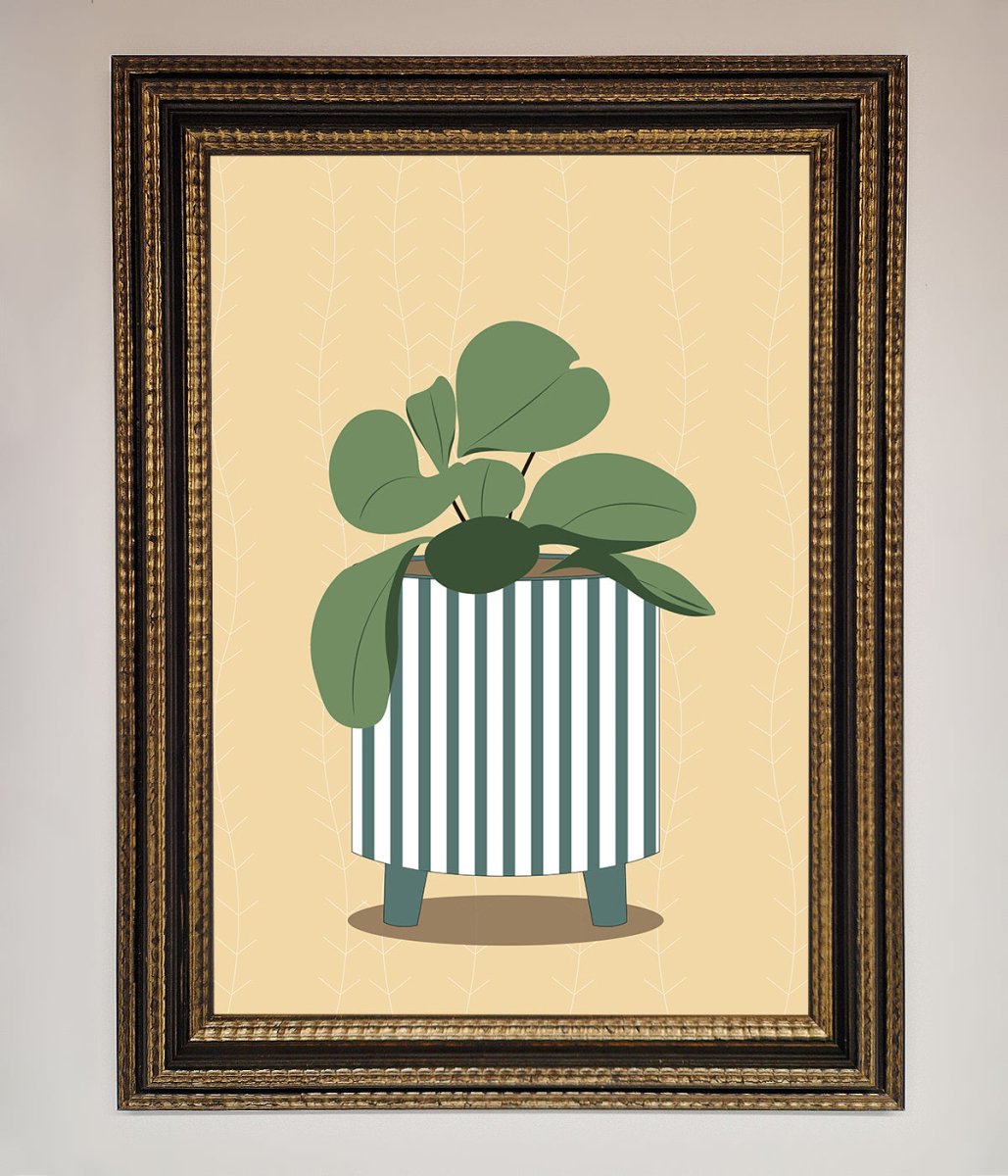Striped Potted Plant Framed Wall Art