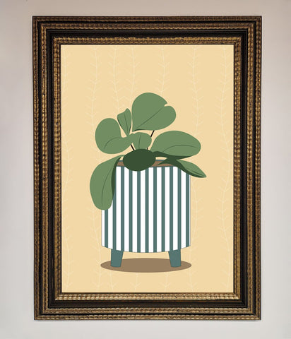Striped Potted Plant Framed Wall Art