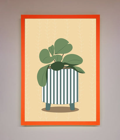 Striped Potted Plant Framed Wall Art