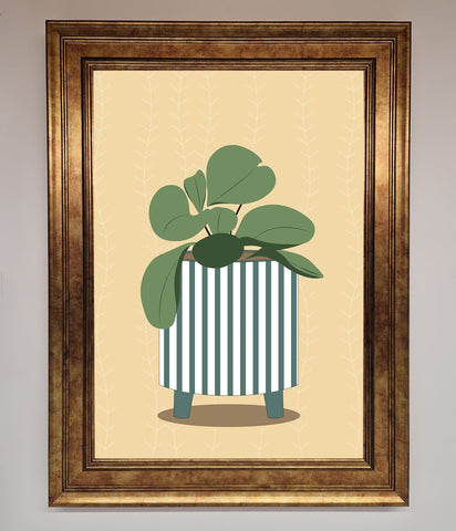 Striped Potted Plant Framed Wall Art