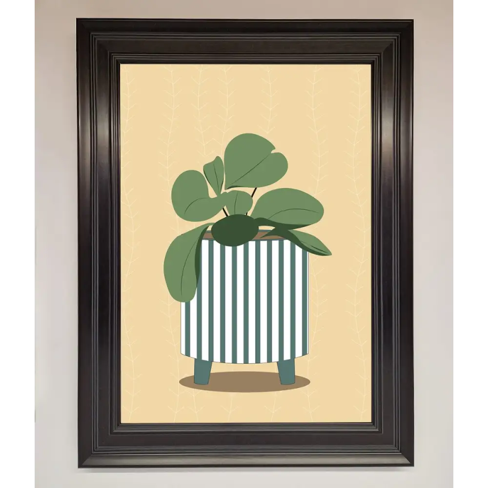 Striped Potted Plant Framed Wall Art - A1 (59.4 x 84.1 cm) / Matt Black - Framed Print