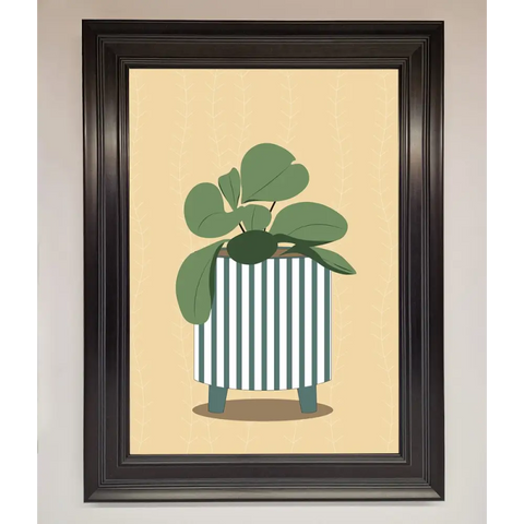 Striped Potted Plant Framed Wall Art - A1 (59.4 x 84.1 cm) / Matt Black - Framed Print