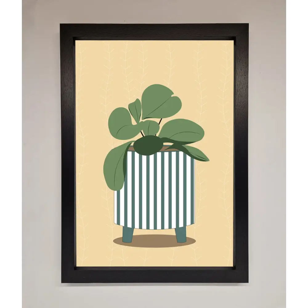 Striped Potted Plant Framed Wall Art - A3 (29.7 x 42 cm) / Black - Framed Print
