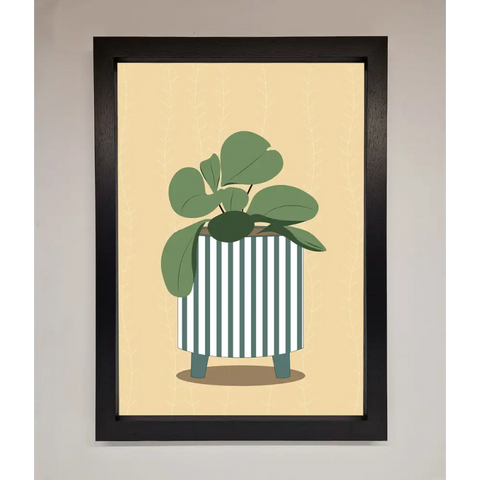 Striped Potted Plant Framed Wall Art - A3 (29.7 x 42 cm) / Black - Framed Print