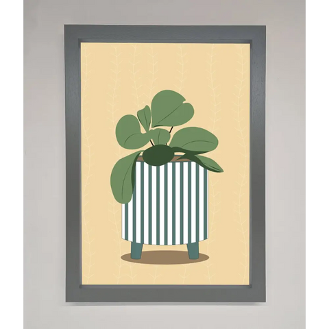 Striped Potted Plant Framed Wall Art - A3 (29.7 x 42 cm) / Dark Grey - Framed Print