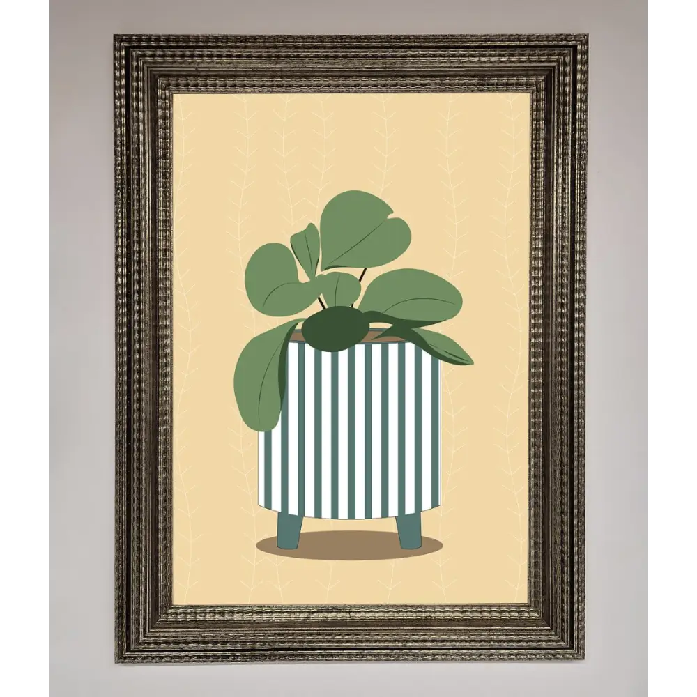 Striped Potted Plant Framed Wall Art - A3 (29.7 x 42 cm) / Ornate Silver - Framed Print