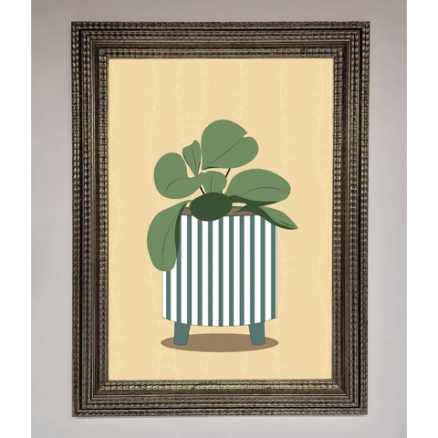 Striped Potted Plant Framed Wall Art - A3 (29.7 x 42 cm) / Ornate Silver - Framed Print