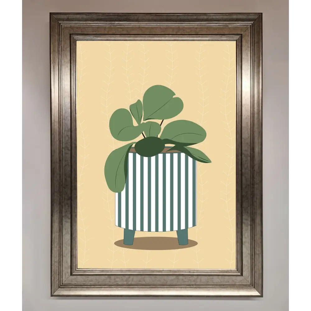 Striped Potted Plant Framed Wall Art - A3 (29.7 x 42 cm) / Silver - Framed Print