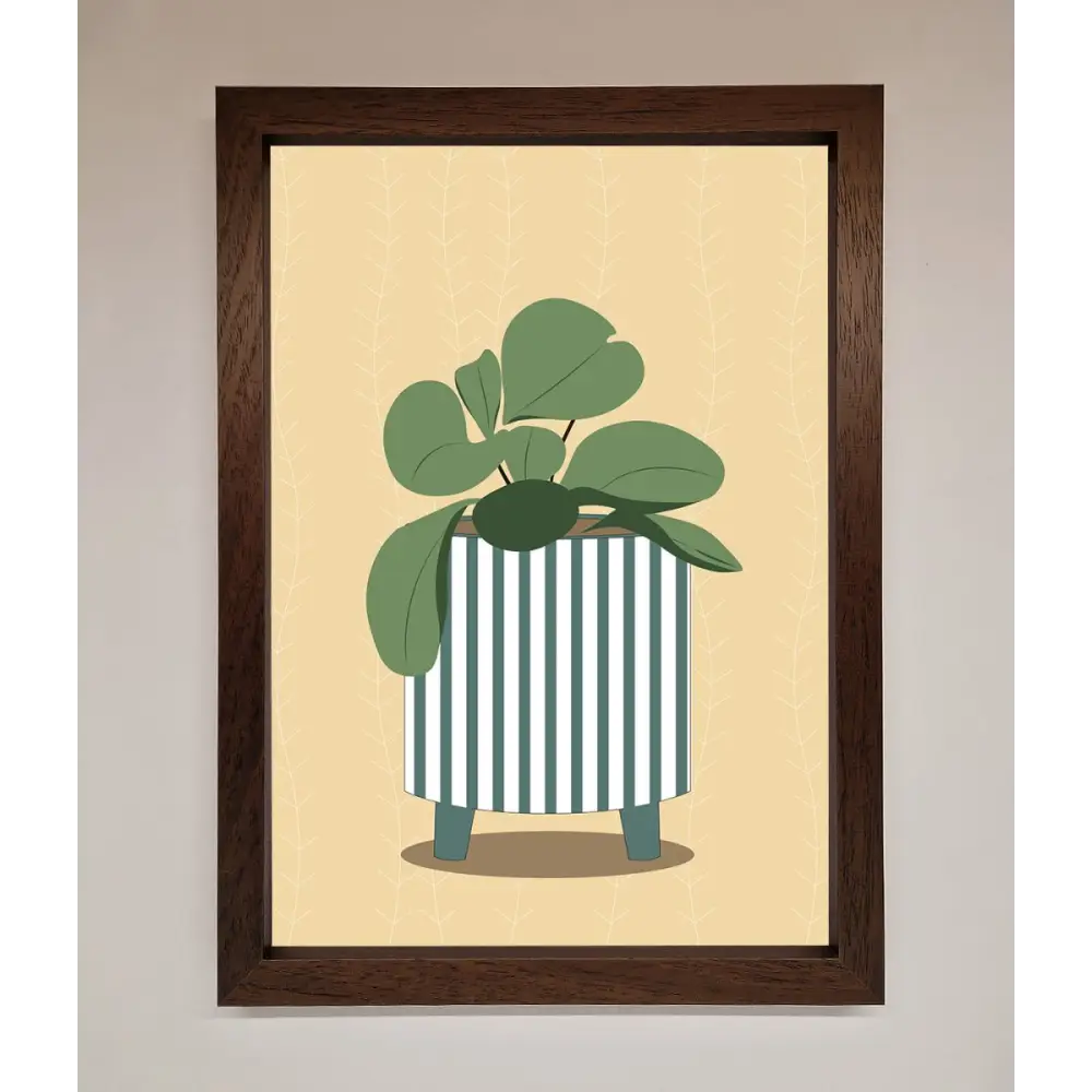 Striped Potted Plant Framed Wall Art - A3 (29.7 x 42 cm) / Walnut - Framed Print