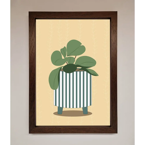 Striped Potted Plant Framed Wall Art - A3 (29.7 x 42 cm) / Walnut - Framed Print