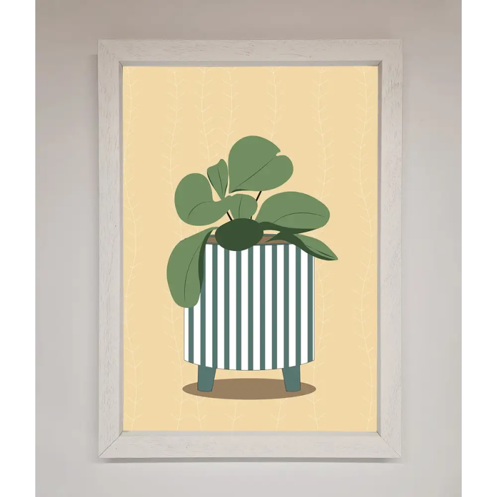 Striped Potted Plant Framed Wall Art - A3 (29.7 x 42 cm) / White - Framed Print