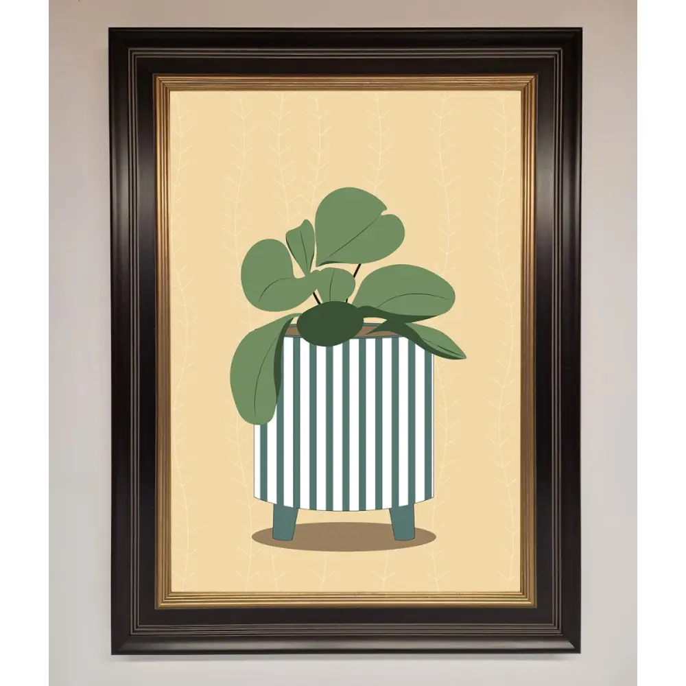 Striped Potted Plant Framed Wall Art - B0 (100 x 141 cm) / Black Gold - Framed Print