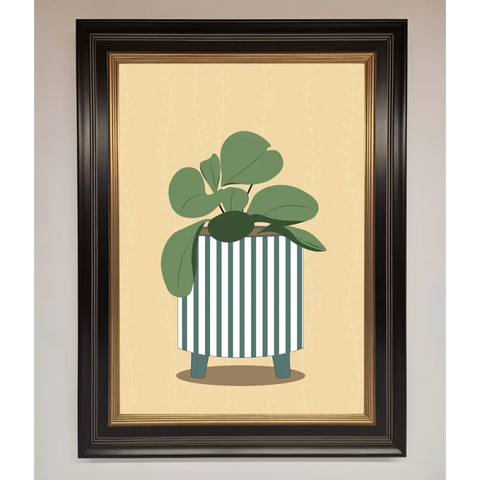 Striped Potted Plant Framed Wall Art - B0 (100 x 141 cm) / Black Gold - Framed Print