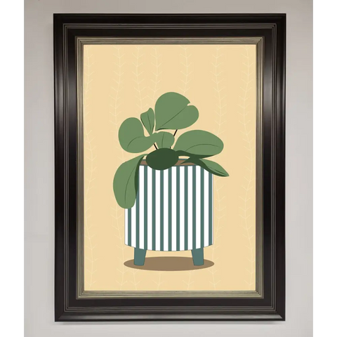 Striped Potted Plant Framed Wall Art - B0 (100 x 141 cm) / Black Silver - Framed Print