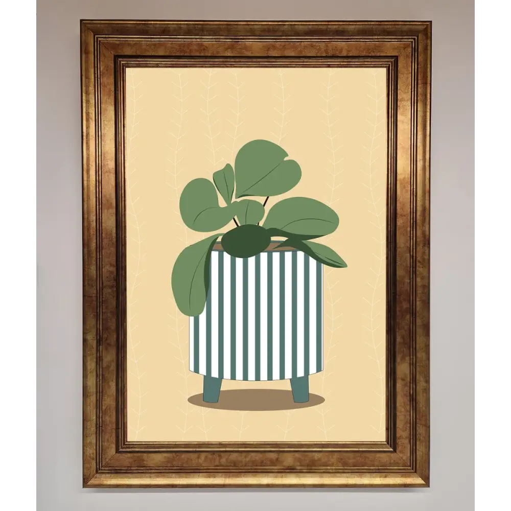 Striped Potted Plant Framed Wall Art - B0 (100 x 141 cm) / Bronze - Framed Print