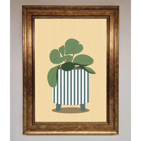Striped Potted Plant Framed Wall Art - B0 (100 x 141 cm) / Bronze - Framed Print