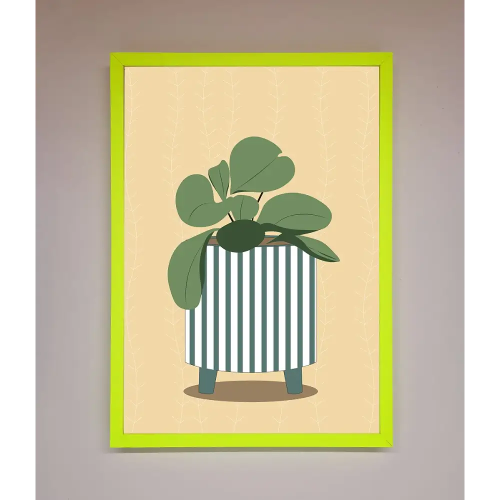 Striped Potted Plant Framed Wall Art - B0 (100 x 141 cm) / Neon Green - Framed Print