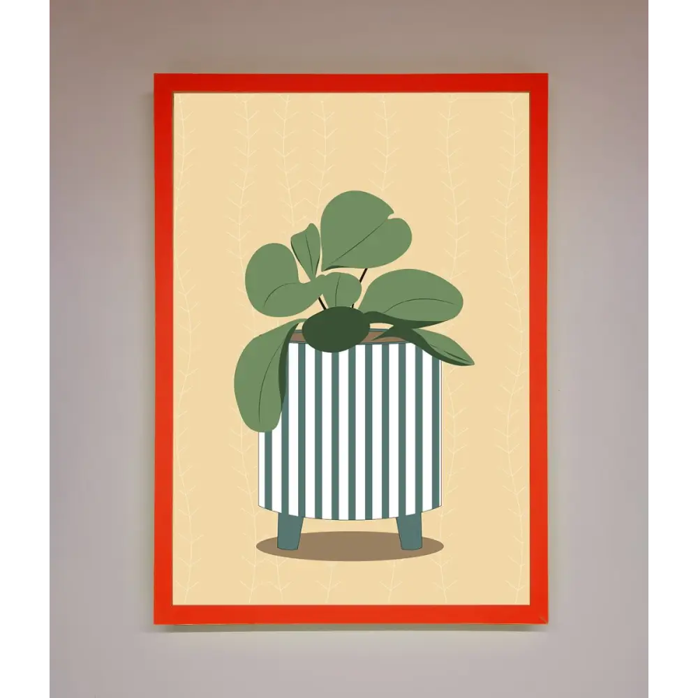 Striped Potted Plant Framed Wall Art - B0 (100 x 141 cm) / Neon Red - Framed Print