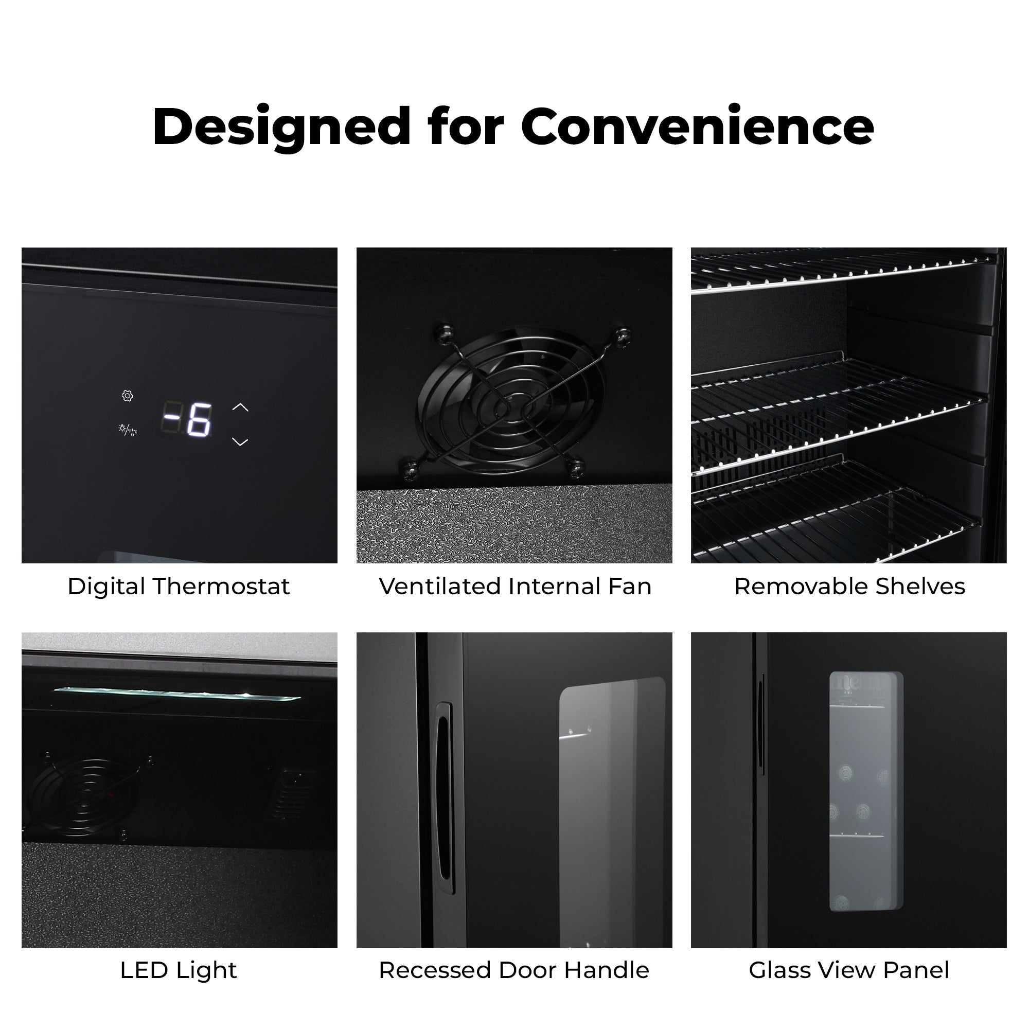 Black digital thermometer display showing minus 6 degrees on subcold apex95 beer fridge for precise cooling control